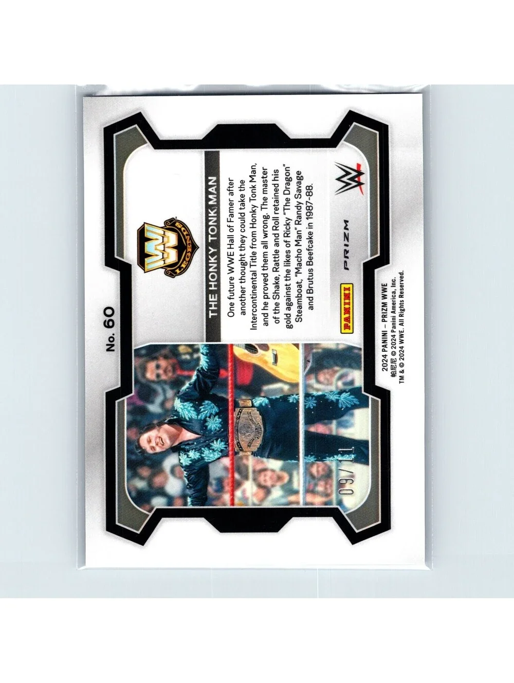 2024 Panini Prizm WWE The Honky Tonk Man #60 Blue Shimmer FOTL Prizms #/11